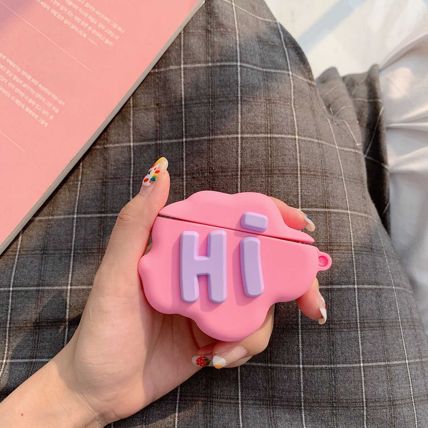 Whimsical Clouds: Cartoon HI BYE Silicone Case for AirPods