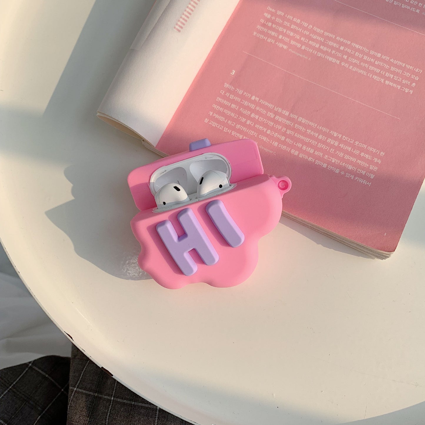 Whimsical Clouds: Cartoon HI BYE Silicone Case for AirPods