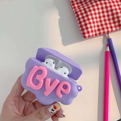 Whimsical Clouds: Cartoon HI BYE Silicone Case for AirPods
