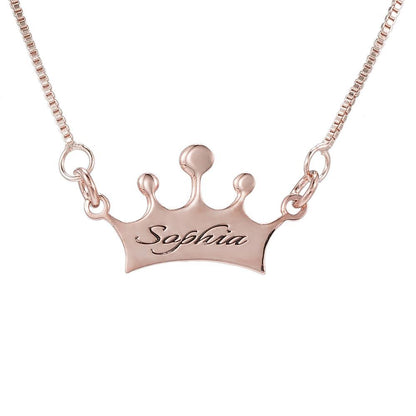 Noble Crown Lettering Custom Name Necklace