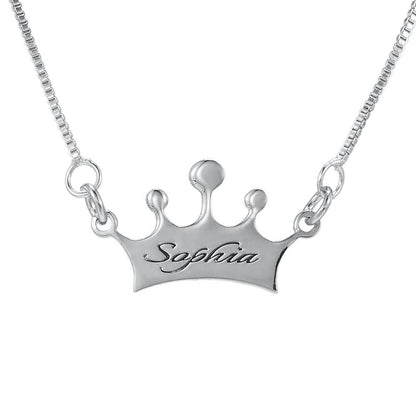 Noble Crown Lettering Custom Name Necklace