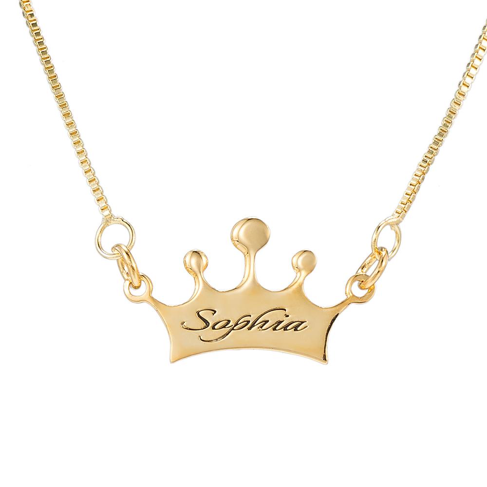Noble Crown Lettering Custom Name Necklace