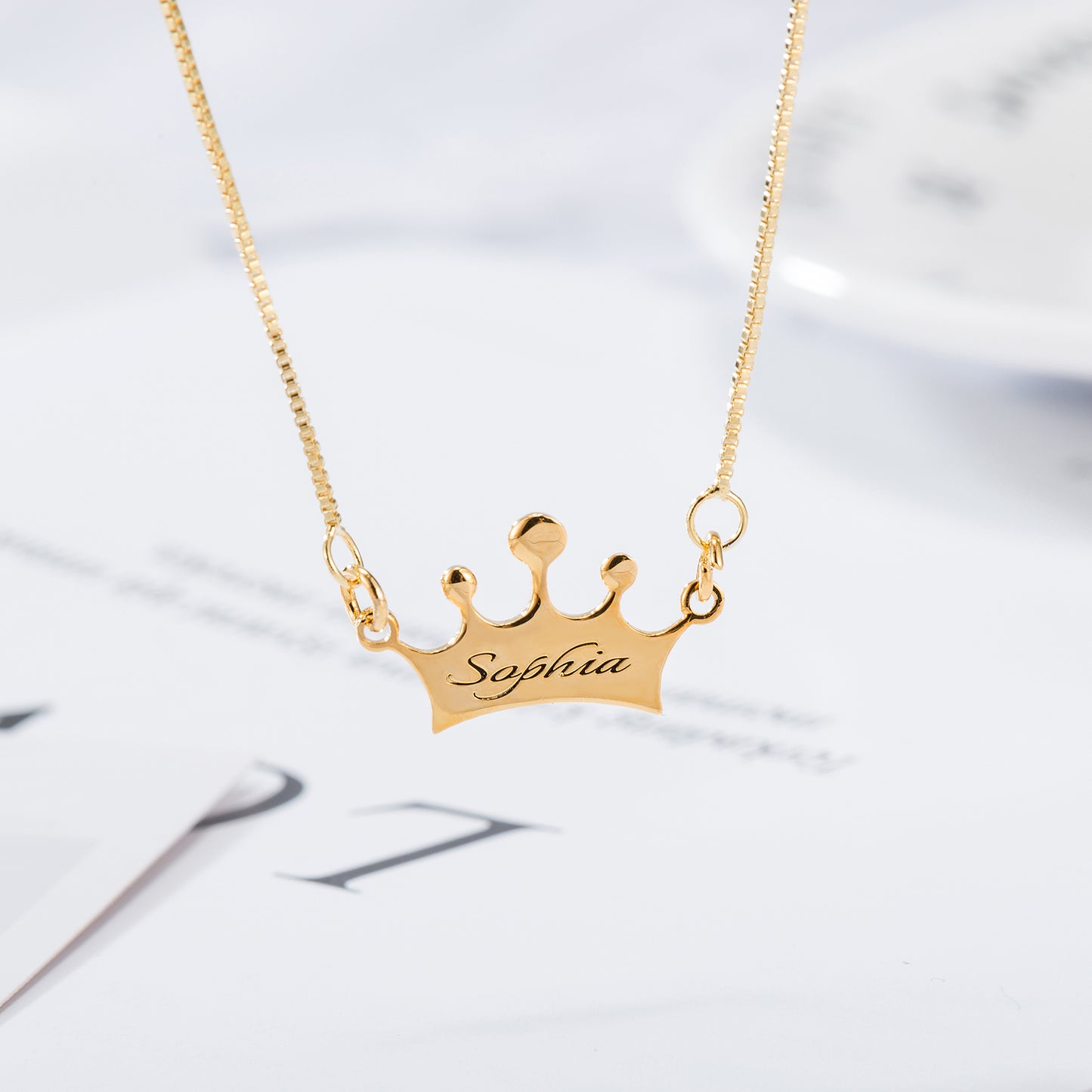 Noble Crown Lettering Custom Name Necklace