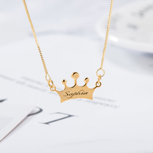 Noble Crown Lettering Custom Name Necklace