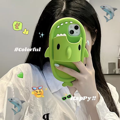 Sharky Chic: Soft Silicone Slipper Case for iPhone