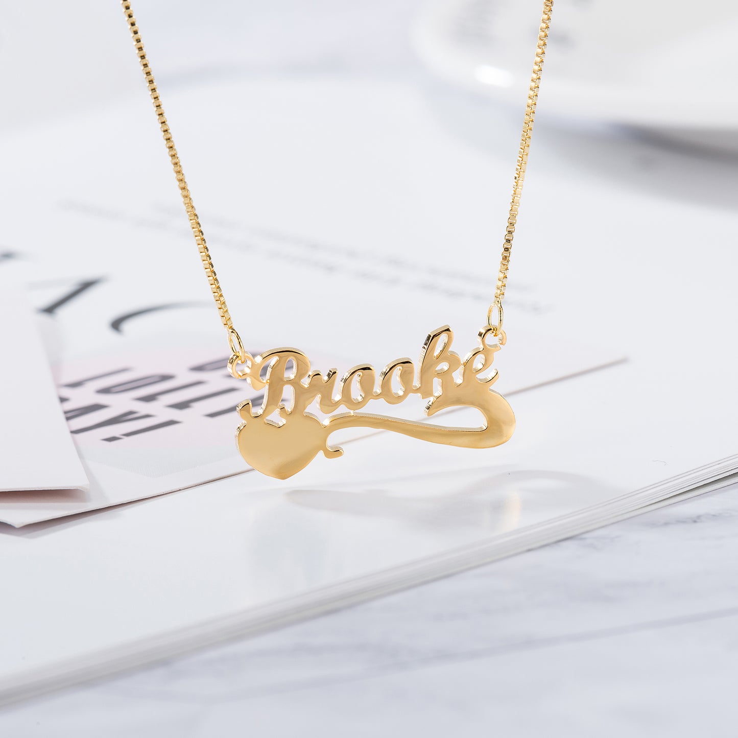 Dazzling Heart / Custom Name Necklace