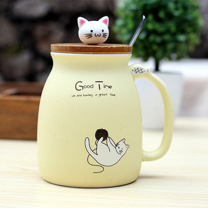 Cute and Cozy Mug: Keep Your Tea Warm with Our Kitten Ceramic Cup with Lid