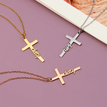 Fashion Creative Cross Customizable Name Pendant Necklace